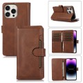 For iPhone 14 Pro Wristband Card Slot Leather Phone Case(Coffee)