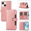 For iPhone 15 Wristband Card Slot Leather Phone Case(Rose Gold)