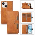 For iPhone 15 Plus Wristband Card Slot Leather Phone Case(Brown)