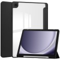 For Samsung Galaxy Tab A9+ Acrylic 3-folding Smart Leather Tablet Case with Pen Slot(Black)