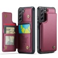 For Samsung Galaxy S21 FE 5G CaseMe C22 Card Slots Holder RFID Anti-theft Phone Case(Wine Red)