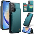 For Samsung Galaxy A34 5G CaseMe C22 Card Slots Holder RFID Anti-theft Phone Case(Blue Green)