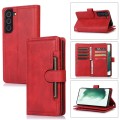 For Samsung Galaxy S22 5G Wristband Card Slot Leather Phone Case(Red)
