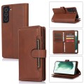 For Samsung Galaxy S22 5G Wristband Card Slot Leather Phone Case(Coffee)