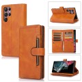 For Samsung Galaxy S22 Ultra 5G Wristband Card Slot Leather Phone Case(Brown)