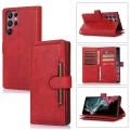 For Samsung Galaxy S22 Ultra 5G Wristband Card Slot Leather Phone Case(Red)