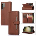 For Samsung Galaxy S23 Ultra 5G Wristband Card Slot Leather Phone Case(Coffee)