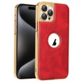 For iPhone 15 Pro Max Electroplated Leather Texture PU + PC Phone Case(Red)