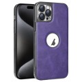 For iPhone 15 Pro Max Electroplated Leather Texture PU + PC Phone Case(Purple)