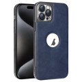 For iPhone 15 Pro Max Electroplated Leather Texture PU + PC Phone Case(Blue)