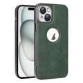 For iPhone 15 Electroplated Leather Texture PU + PC Phone Case(Green)