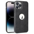 For iPhone 14 Pro Electroplated Leather Texture PU + PC Phone Case(Black)