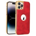 For iPhone 14 Pro Max Electroplated Leather Texture PU + PC Phone Case(Red)