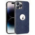 For iPhone 14 Pro Max Electroplated Leather Texture PU + PC Phone Case(Blue)