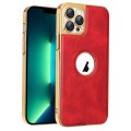 For iPhone 13 Pro Max Electroplated Leather Texture PU + PC Phone Case(Red)