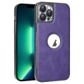 For iPhone 13 Pro Max Electroplated Leather Texture PU + PC Phone Case(Purple)