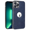 For iPhone 13 Pro Max Electroplated Leather Texture PU + PC Phone Case(Blue)