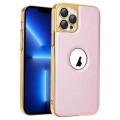For iPhone 13 Pro Electroplated Leather Texture PU + PC Phone Case(Pink)