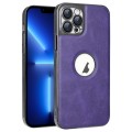 For iPhone 13 Pro Electroplated Leather Texture PU + PC Phone Case(Purple)