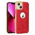 For iPhone 13 Electroplated Leather Texture PU + PC Phone Case(Red)