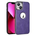 For iPhone 13 Electroplated Leather Texture PU + PC Phone Case(Purple)