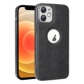 For iPhone 12 Electroplated Leather Texture PU + PC Phone Case(Black)