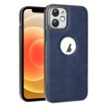 For iPhone 12 Electroplated Leather Texture PU + PC Phone Case(Blue)
