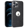 For iPhone 12 Pro Max Electroplated Leather Texture PU + PC Phone Case(Black)