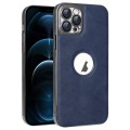 For iPhone 12 Pro Max Electroplated Leather Texture PU + PC Phone Case(Blue)