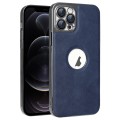 For iPhone 12 Pro Electroplated Leather Texture PU + PC Phone Case(Blue)