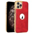 For iPhone 11 Pro Max Electroplated Leather Texture PU + PC Phone Case(Red)