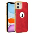 For iPhone 11 Electroplated Leather Texture PU + PC Phone Case(Red)