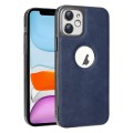 For iPhone 11 Electroplated Leather Texture PU + PC Phone Case(Blue)