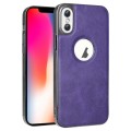 For iPhone X / XS Electroplated Leather Texture PU + PC Phone Case(Purple)