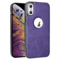 For iPhone XS Max Electroplated Leather Texture PU + PC Phone Case(Purple)