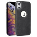 For iPhone XS Max Electroplated Leather Texture PU + PC Phone Case(Black)