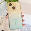 For iPhone 14 Plus MagSafe Magnetic TPU + Acrylic Gradient Color Phone Case(Yellow Green)