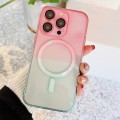 For iPhone 14 Pro MagSafe Magnetic TPU + Acrylic Gradient Color Phone Case(Pink Green)