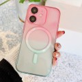 For iPhone 12 MagSafe Magnetic TPU + Acrylic Gradient Color Phone Case(Pink Green)