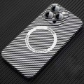 For iPhone 14 Pro MagSafe Magnetic PC Carbon Fiber Phone Case with Lens Film(Silver White)