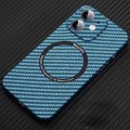 For iPhone 12 MagSafe Magnetic PC Carbon Fiber Phone Case with Lens Film(Blue)
