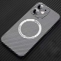 For iPhone 12 MagSafe Magnetic PC Carbon Fiber Phone Case with Lens Film(Silver White)