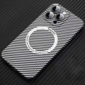 For iPhone 12 Pro MagSafe Magnetic PC Carbon Fiber Phone Case with Lens Film(Silver White)