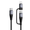 JOYROOM SA37-1T2 60W Multi-Function Series 2 in 1 Fast Charging Data Cable, Length:1.2m(Black)