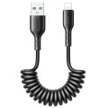 JOYROOM SA38-AL3 3A USB to 8 Pin Coiled Fast Charging Data Cable, Length:1.5m(Black)