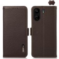 For Xiaomi Redmi 13C KHAZNEH Side-Magnetic Litchi Genuine Leather RFID Phone Case(Brown)