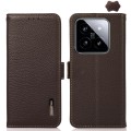 For Xiaomi 14 KHAZNEH Side-Magnetic Litchi Genuine Leather RFID Phone Case(Brown)