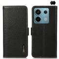For Xiaomi Redmi Note 13 Pro KHAZNEH Side-Magnetic Litchi Genuine Leather RFID Phone Case(Black)