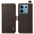 For Xiaomi Redmi Note 13 Pro KHAZNEH Side-Magnetic Litchi Genuine Leather RFID Phone Case(Brown)
