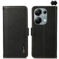 For Xiaomi Redmi Note 13 4G KHAZNEH Side-Magnetic Litchi Genuine Leather RFID Phone Case(Black)